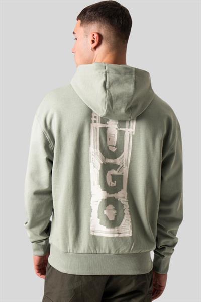 Hugo Logo Detaylı Uzun Kollu Kapüşonlu Erkek Sweatshirt Yeşil
