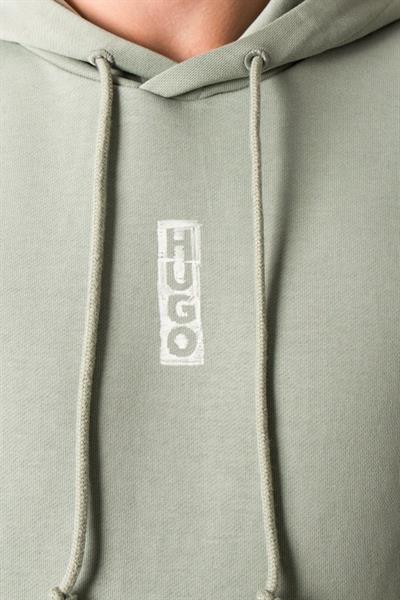 Hugo Logo Detaylı Uzun Kollu Kapüşonlu Erkek Sweatshirt Yeşil