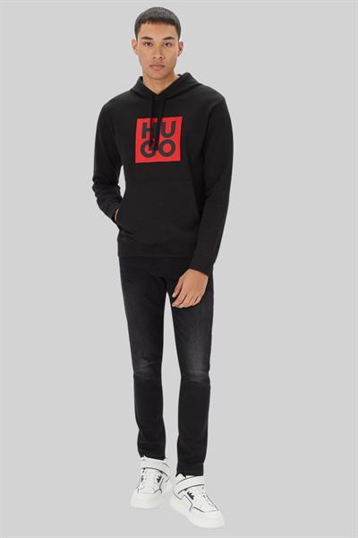 Hugo Logo Detaylı Kapüşonlu Erkek Sweatshirt Siyah