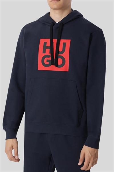 Hugo Logo Detaylı Kapüşonlu Erkek Sweatshirt Lacivert 405