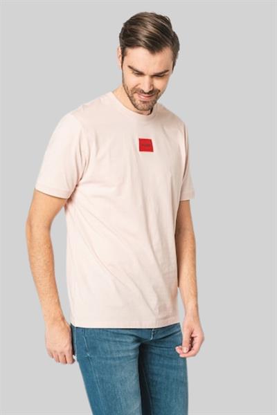 Hugo Logo Uygulamalı Pamuklu Erkek T-Shirt Pembe