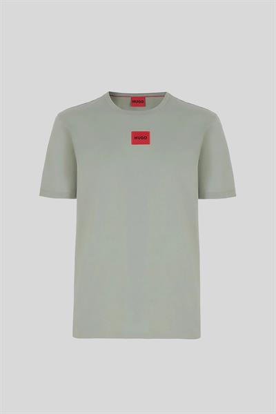Hugo Logo Uygulamalı Pamuklu Erkek T-Shirt Yeşil