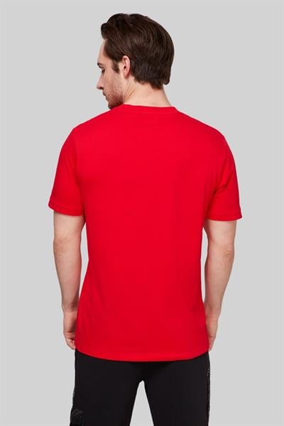 Hugo Logo Uygulamalı Pamuklu Erkek T-Shirt Kırmızı