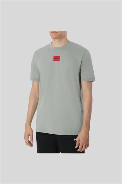 Hugo Logo Uygulamalı Pamuklu Erkek T-Shirt Yeşil