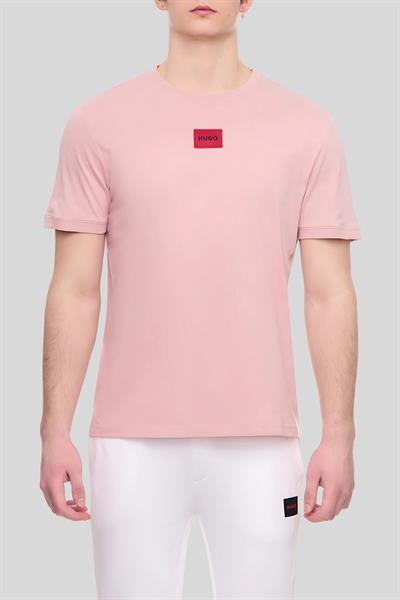 Hugo Logo Uygulamalı Pamuklu Erkek T-Shirt Pembe