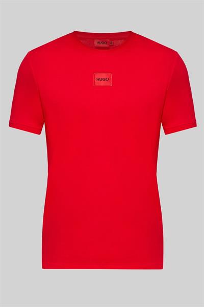 Hugo Logo Uygulamalı Pamuklu Erkek T-Shirt Kırmızı