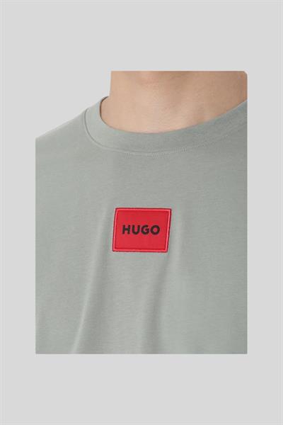 Hugo Logo Uygulamalı Pamuklu Erkek T-Shirt Yeşil