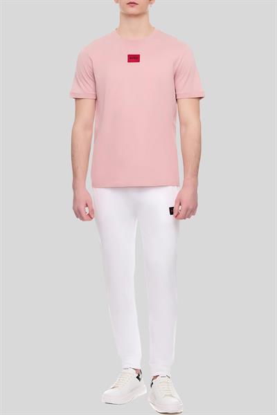 Hugo Logo Uygulamalı Pamuklu Erkek T-Shirt Pembe
