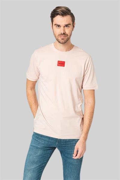 Hugo Logo Uygulamalı Pamuklu Erkek T-Shirt Pembe