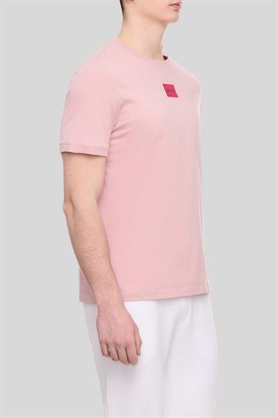 Hugo Logo Uygulamalı Pamuklu Erkek T-Shirt Pembe