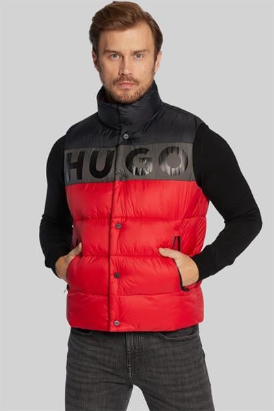 Hugo Marka Logo Baskılı Erkek Yelek Kırmızı