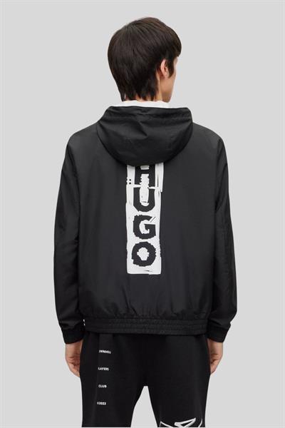 Hugo Marka Logo Detaylı Fermuarlı Çok Cepli Erkek Ceket Siyah