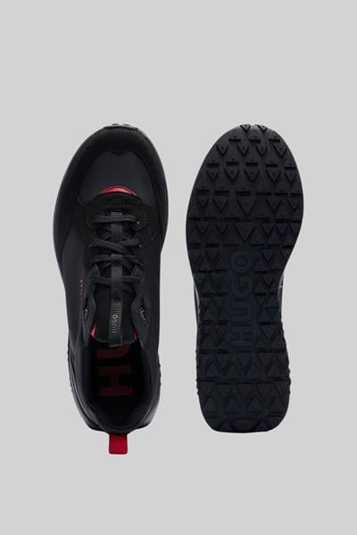 Hugo Marka Logolu Bağcıklı Erkek Sneaker Siyah