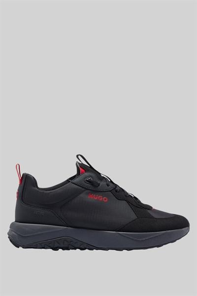 Hugo Marka Logolu Bağcıklı Erkek Sneaker Siyah