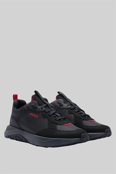 Hugo Marka Logolu Bağcıklı Erkek Sneaker Siyah