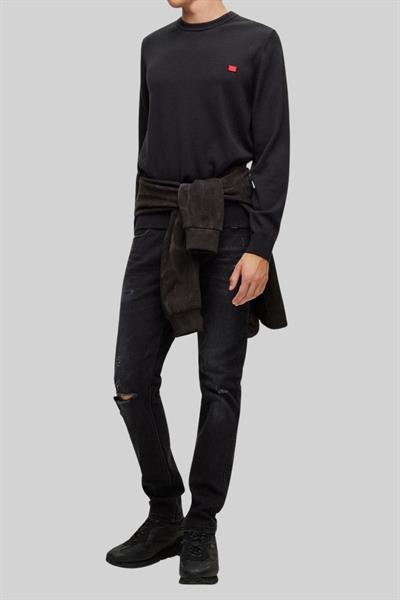 Hugo Marka Logolu Erkek Uzun Kollu T-Shirt Siyah