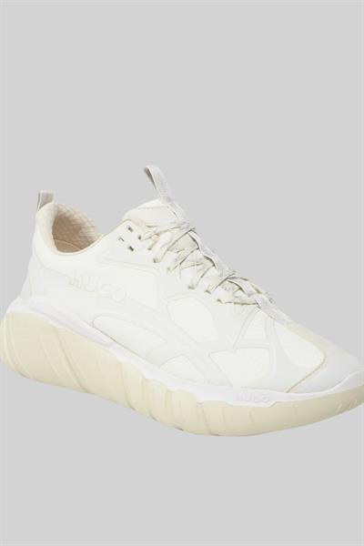 Hugo Marka Logolu Şerit Detaylı Erkek Sneaker Beyaz 100