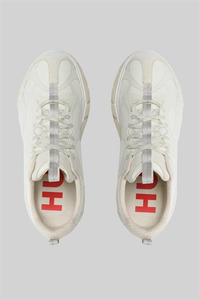 Hugo Marka Logolu Şerit Detaylı Erkek Sneaker Beyaz 100
