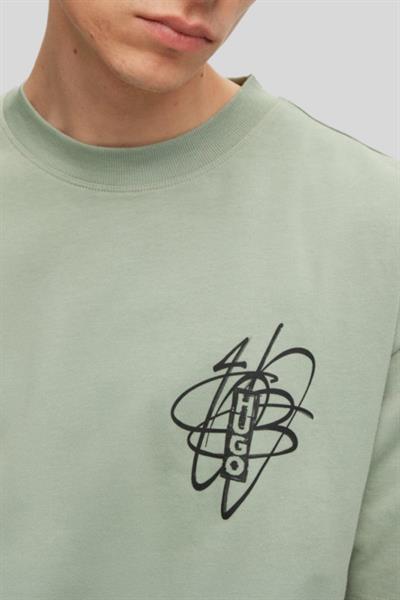Hugo Oversize Logo Baskılı Erkek T-Shirt Yeşil