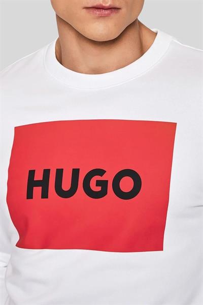 Hugo Regular Fit Bisiklet Yaka Erkek Sweatshirt Beyaz 100