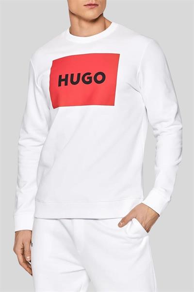 Hugo Regular Fit Bisiklet Yaka Erkek Sweatshirt Beyaz 100