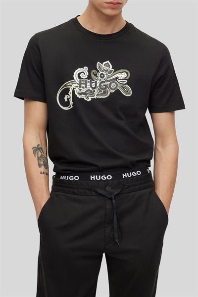 Hugo Regular Fit Bisiklet Yaka Erkek T-Shirt Siyah