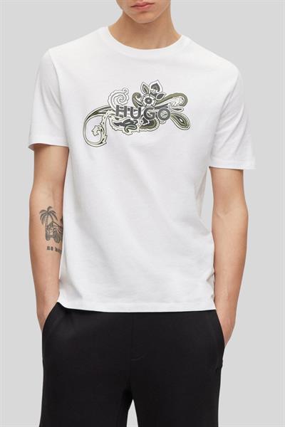 Hugo Regular Fit Bisiklet Yaka Erkek T-Shirt Beyaz 100