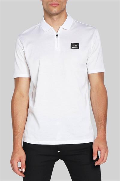 Hugo Regular Fit Fermuarlı Polo Yaka Erkek T-Shirt Beyaz 100