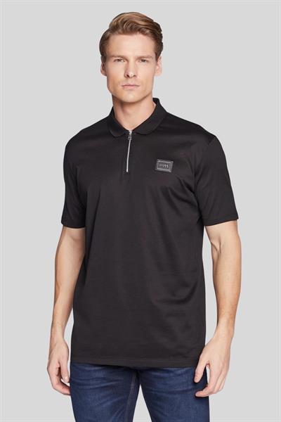 Hugo Regular Fit Fermuarlı Polo Yaka Erkek T-Shirt Siyah