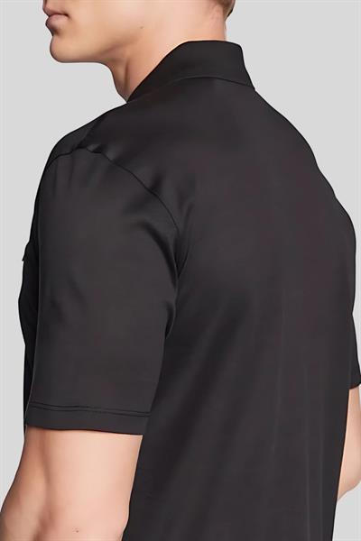 Hugo Regular Fit Fermuarlı Polo Yaka Erkek T-Shirt Siyah