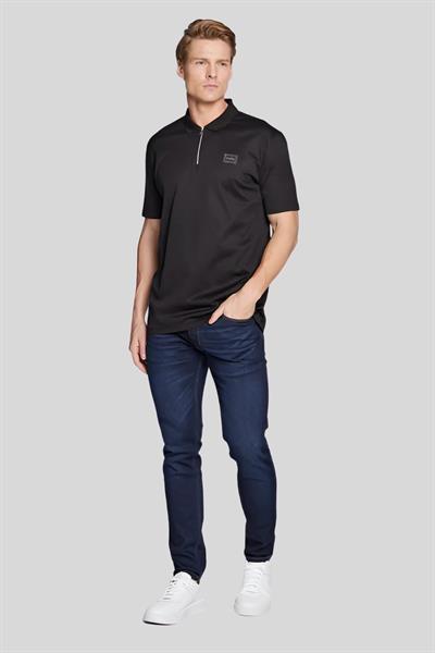 Hugo Regular Fit Fermuarlı Polo Yaka Erkek T-Shirt Siyah