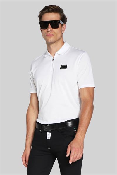 Hugo Regular Fit Fermuarlı Polo Yaka Erkek T-Shirt Beyaz 100