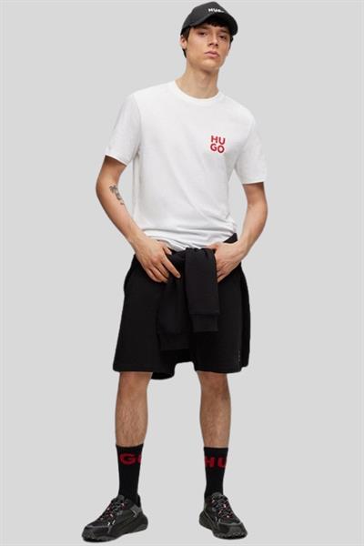 Hugo Regular Fit Logo Baskılı Yuvarlak Yaka Erkek T-Shirt Beyaz 101