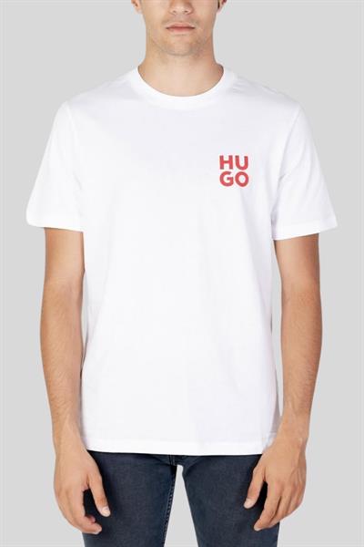 Hugo Regular Fit Logo Baskılı Yuvarlak Yaka Erkek T-Shirt Beyaz 101
