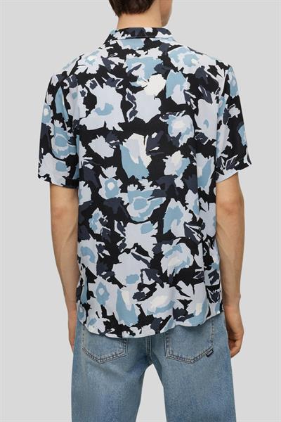 Hugo Relaxed Fit Apaş Yaka Kısa Kollu Erkek Gömlek Mavi 451