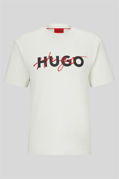 Hugo Relaxed Fit Bisiklet Yaka Erkek T-Shirt Beyaz