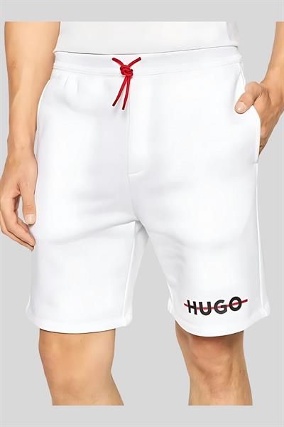 Hugo  Relaxed Fit Erkek Spor Şort Beyaz 100