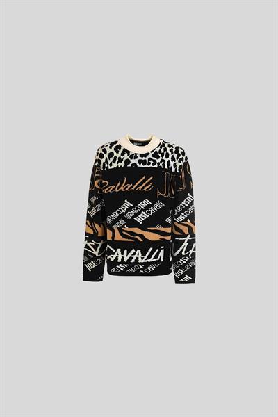 Just Cavalli Bisiklet Yaka Slim Fit Erkek Kazak Çok Renkli
