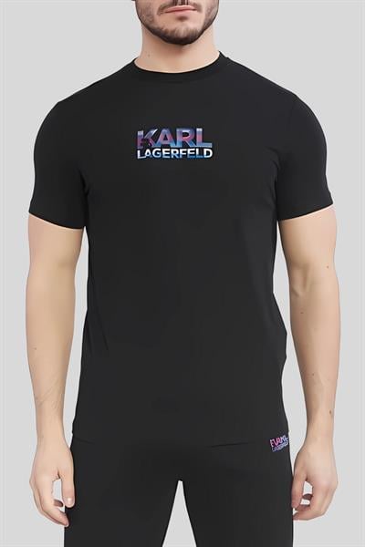 Karl Lagerfeld Bisiklet Yaka Erkek T-Shirt Siyah