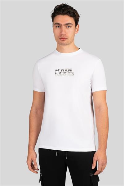 Karl Lagerfeld Bisiklet Yaka Erkek T-Shirt Beyaz