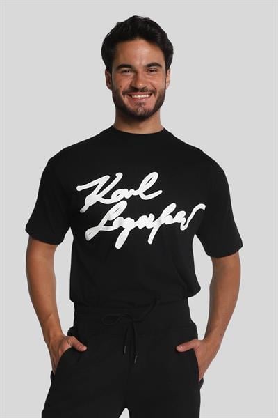 Karl Lagerfeld Bisiklet Yaka T-Shirt Siyah