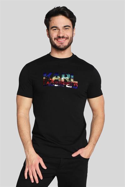 Karl Lagerfeld Dar Kesim Erkek T-Shirt Siyah