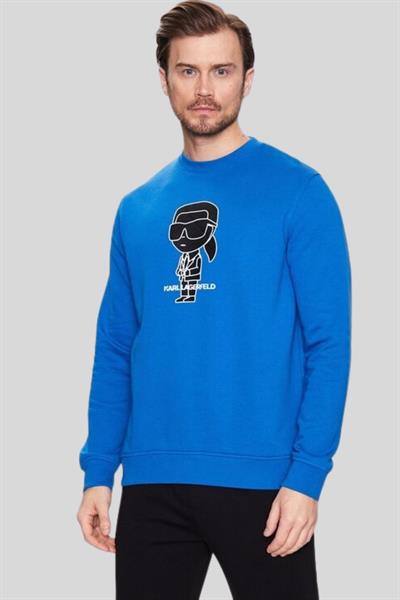 Karl Lagerfeld Erkek Bisiklet Yaka SweatShirt Mavi