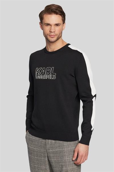 Karl Lagerfeld Erkek Örgü Kazak Siyah