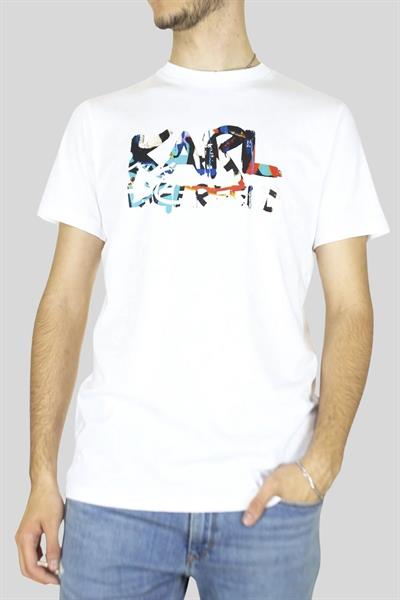 Karl Lagerfeld Erkek T-Shirt Yuvarlak Yaka Beyaz