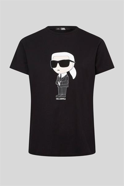 Karl Lagerfeld Kadın Bisiklet Yaka Baskılı T-Shirt Siyah