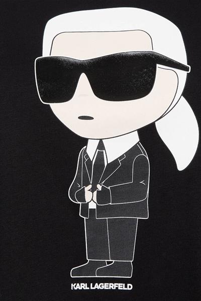 Karl Lagerfeld Kadın Bisiklet Yaka Baskılı T-Shirt Siyah