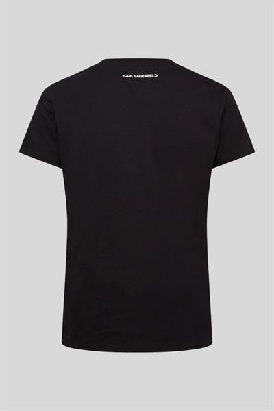 Karl Lagerfeld Kadın Bisiklet Yaka Baskılı T-Shirt Siyah