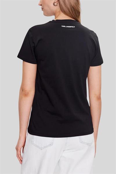 Karl Lagerfeld Kadın Bisiklet Yaka T-Shirt Siyah