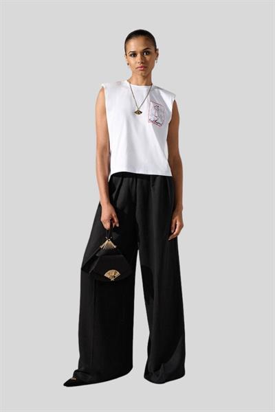 Karl Lagerfeld Kadın Bisiklet Yaka T-Shirt Beyaz